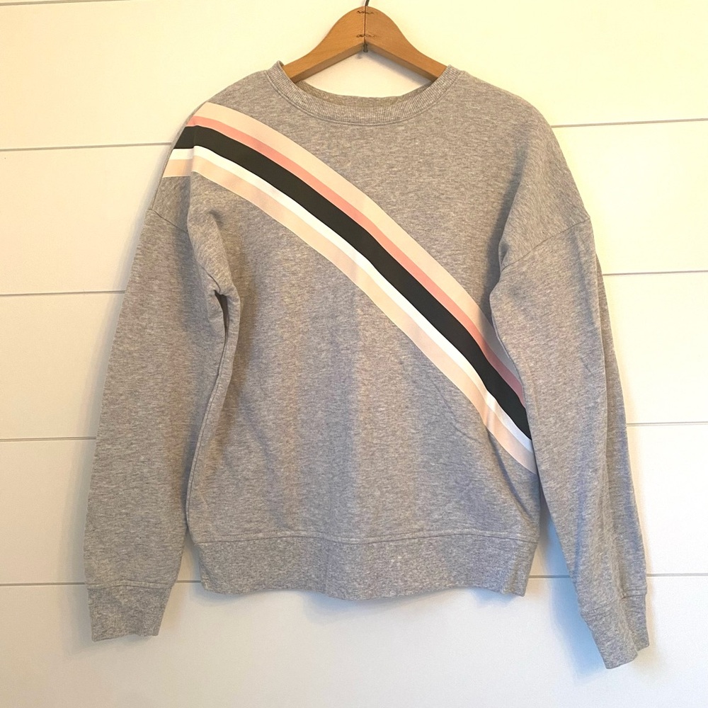NINE WEST Gray Sweater with Multicolor Stripe (size small)